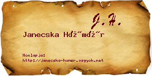 Janecska Hümér névjegykártya